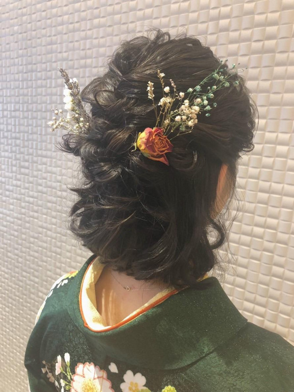 50+ 卒業 式 髪型 ミディアム ハーフ アップ ヘアスタイル画像
