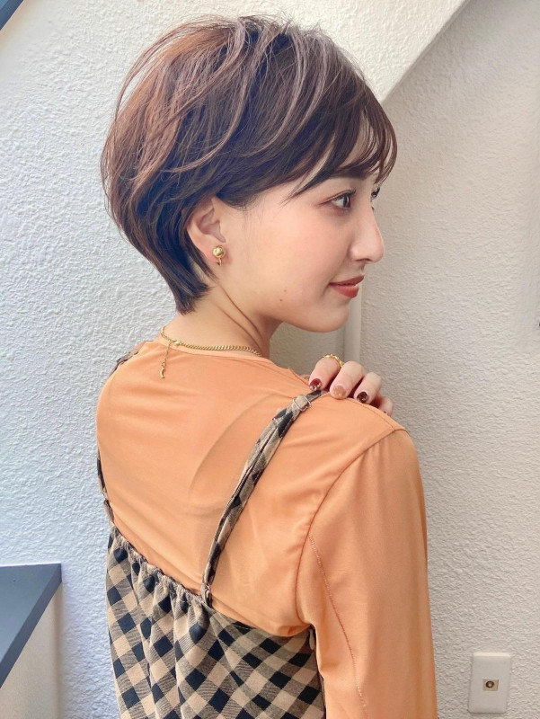 40代　ショートヘア　丸顔