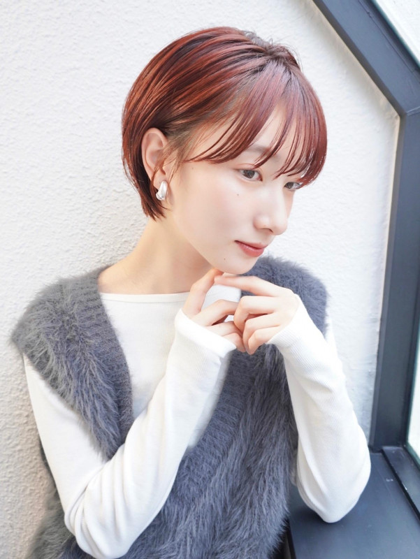 40代　ショートボブ　丸顔