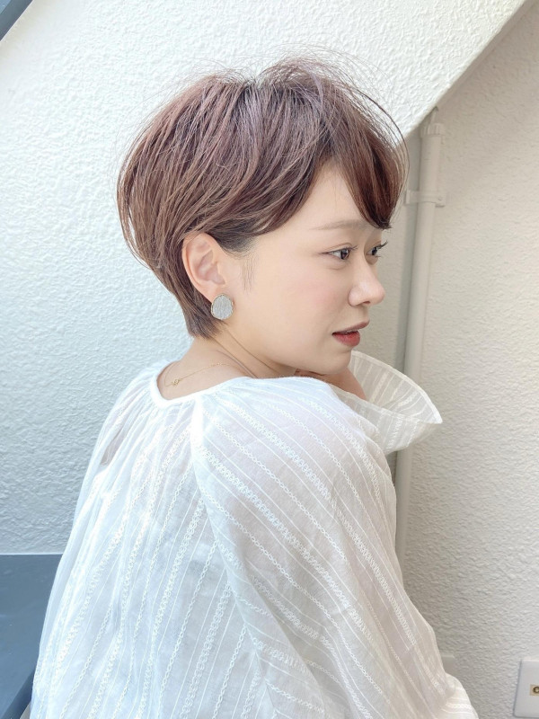 40代　ショートヘア　丸顔