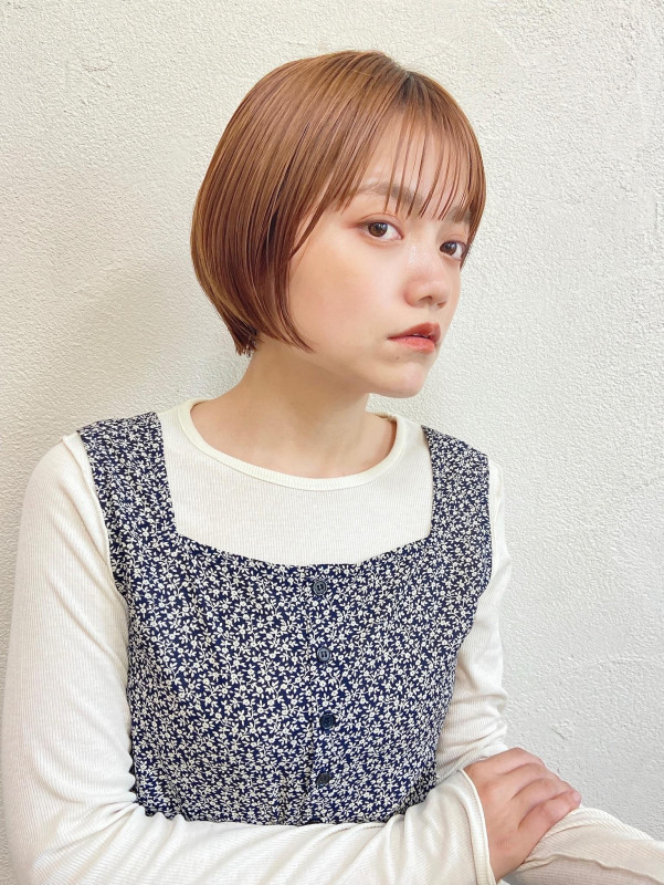 40代　ショートボブ　丸顔