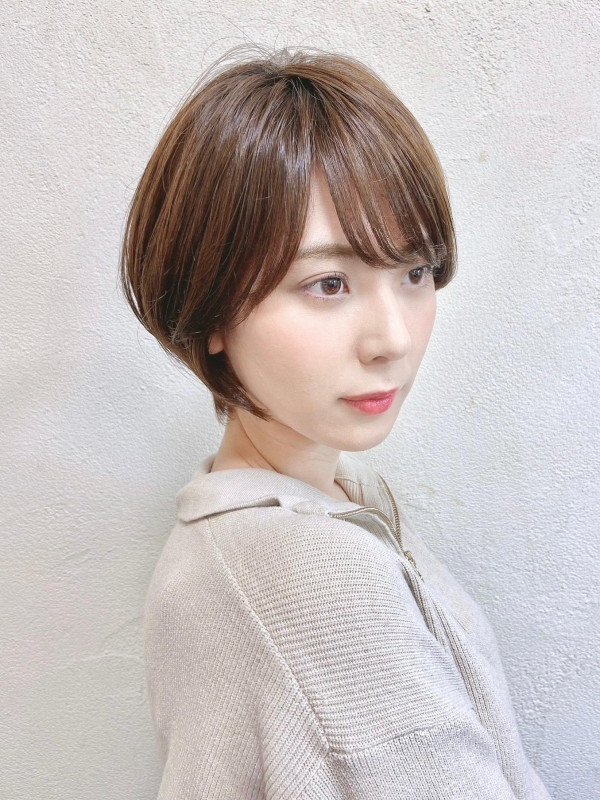 40代　ショートボブ　丸顔