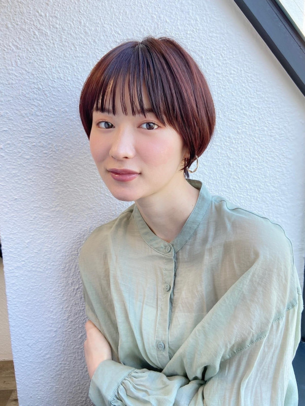 40代　ショートボブ　丸顔
