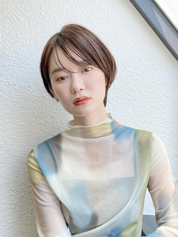 40代　ショートヘア　丸顔