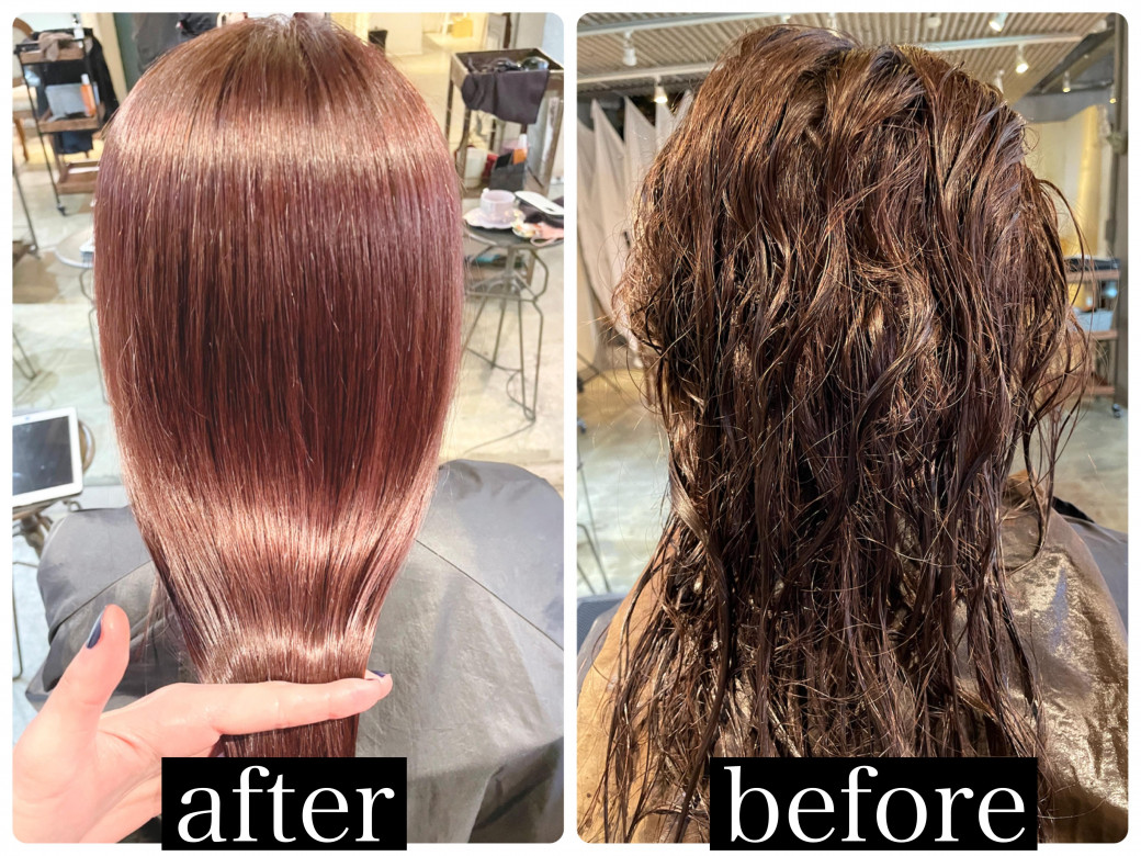 縮毛矯正とカラー ブリーチなしでどんな色が出来るの 鹿児島美容室 Scintiller 縮毛矯正